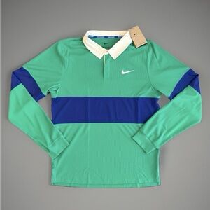 NEW $120 Nike Slam Dri-Fit ADV Long Sleeve Polo Tennis Shirt IB8141-324 Medium